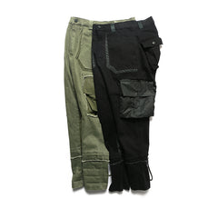 Side Pockets Harem Pants Mens Hip Hop Patchwork Cargo Ripped Sweatpants Joggers Trousers Male Fashion Full Length Pants