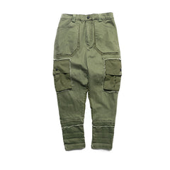 Side Pockets Harem Pants Mens Hip Hop Patchwork Cargo Ripped Sweatpants Joggers Trousers Male Fashion Full Length Pants