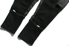 Side Pockets Harem Pants Mens Hip Hop Patchwork Cargo Ripped Sweatpants Joggers Trousers Male Fashion Full Length Pants