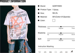 Graffiti Anarchy Symbol T-Shirt Punk Gothic Symbol Sign Printed Tshirts Men Summer Hip Hop Short Sleeve Streetwear