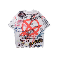 Graffiti Anarchy Symbol T-Shirt Punk Gothic Symbol Sign Printed Tshirts Men Summer Hip Hop Short Sleeve Streetwear