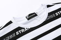 Striped Full Letter Printed Short Sleeve T Shirts 2018 Harajuku Hip Hop Casual Cotton Streetwear Fashion Swag Tshirts